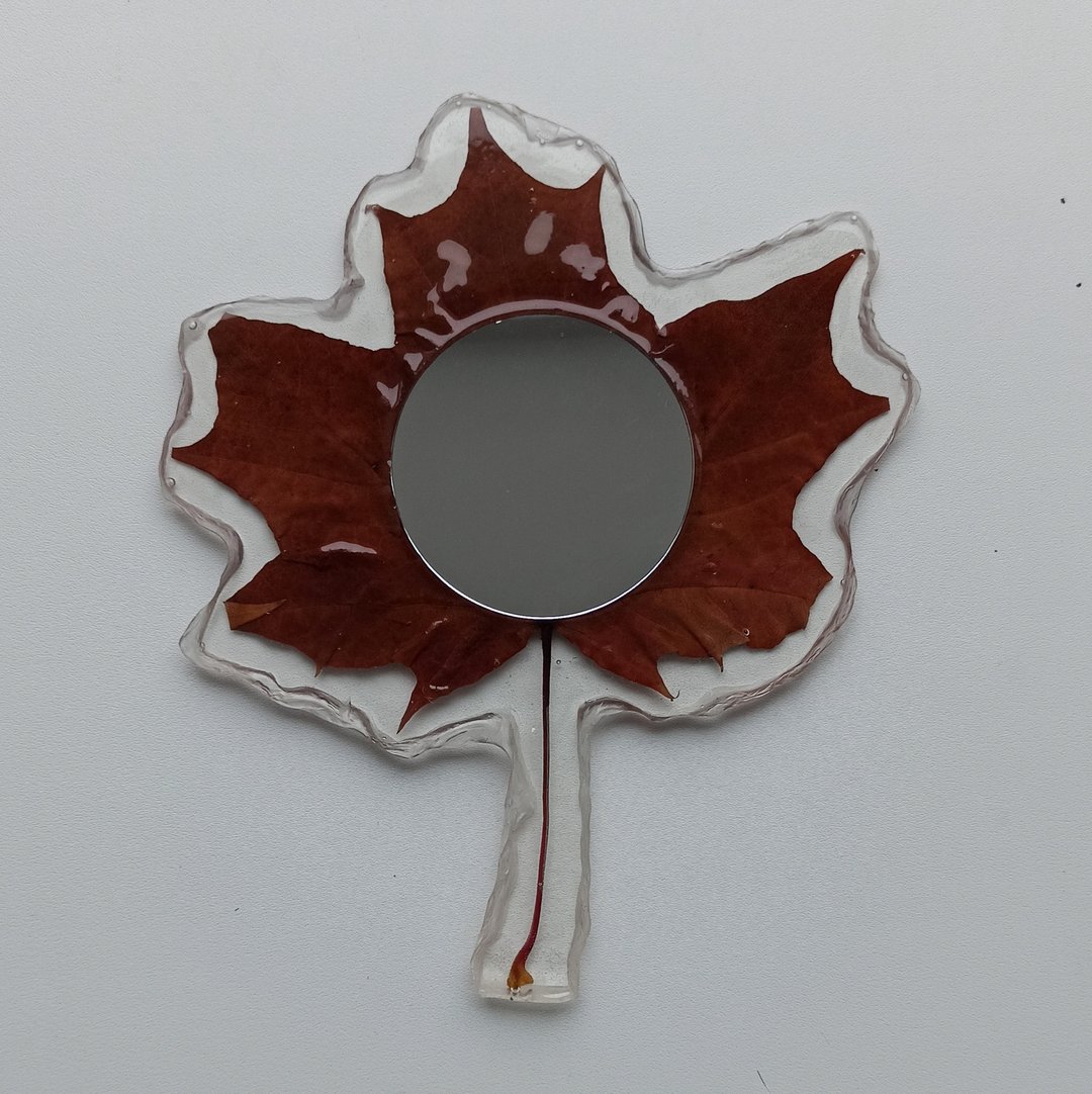 Small Handheld mirror / Cosmetic handmade Unique framed mirror / Resin flower - 其他 - 树脂 咖啡色