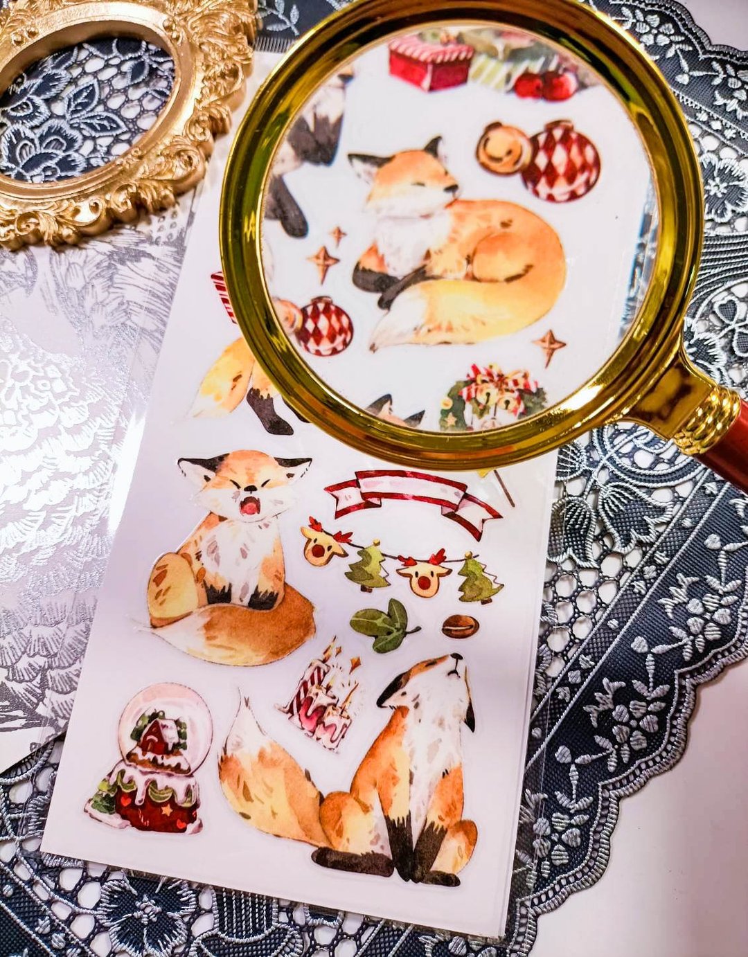 KR524聖誕紅狐_Christmas red fox B/  轉印貼 - 贴纸 - 塑料 