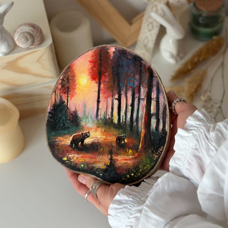 木片森林风景画，木片艺术，森林画，木质装饰 - 墙贴/壁贴 - 木头 咖啡色