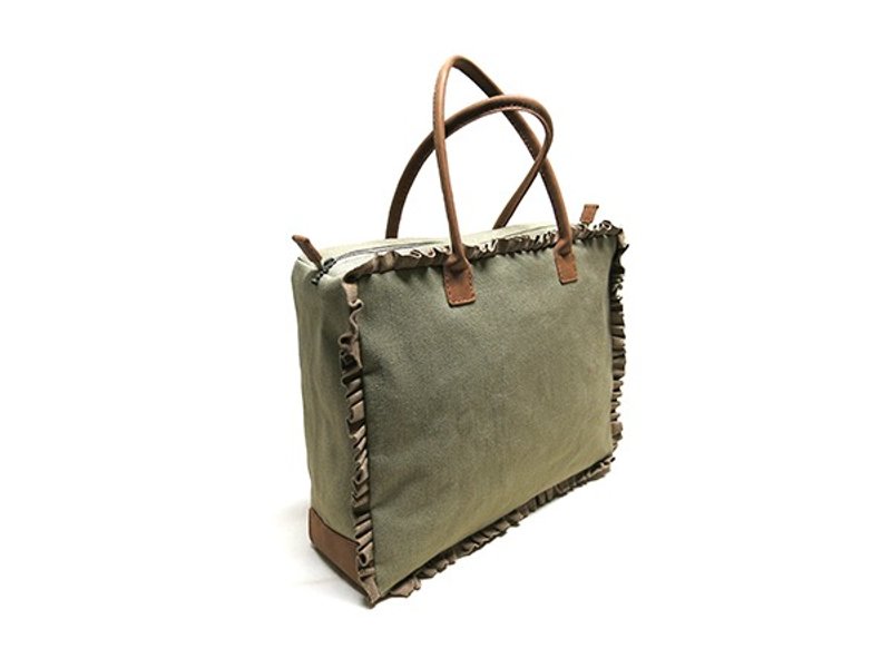 滚花花 手提箱型 / 肩背两用 V2 - 手提包/手提袋 - 棉．麻 绿色