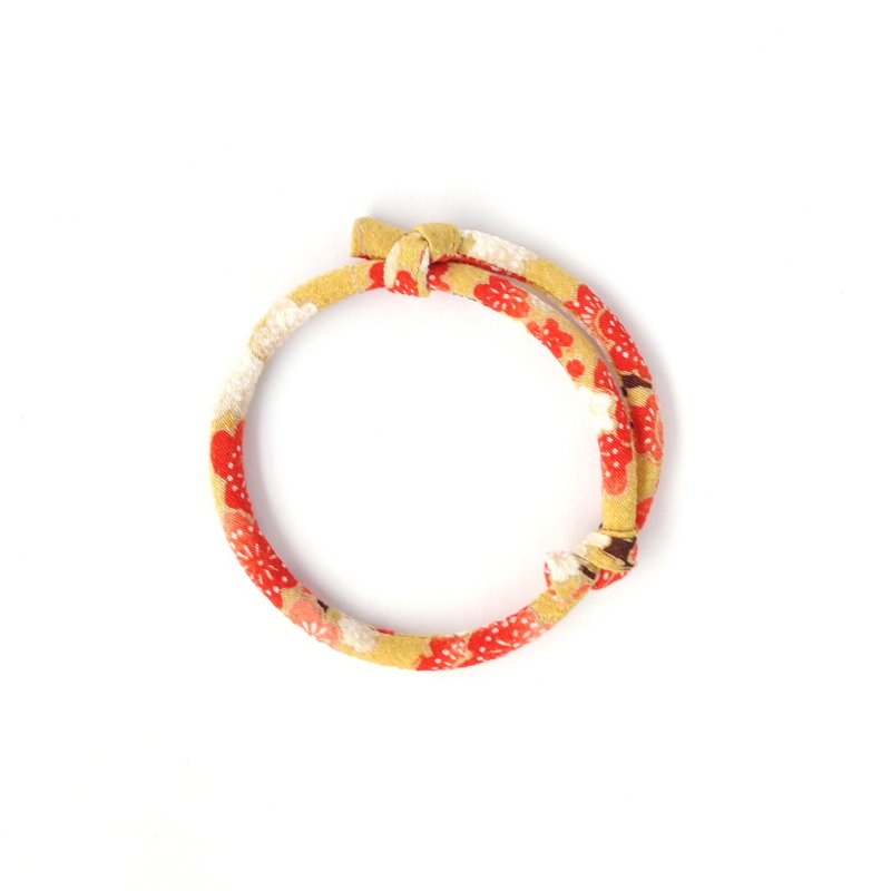 梅花 黄橘 日式手链 滑动绳结调节 KIZUNA - 手链/手环 - 其他材质 黄色