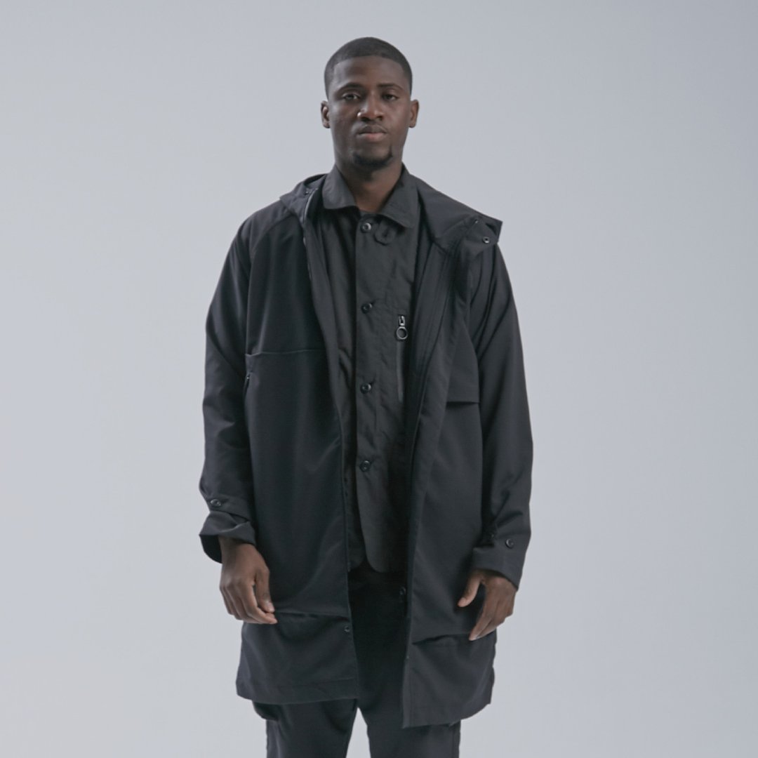 DYCTEAM - SISYPHUS / Long multi-function waterproof jacket - 女装西装外套/风衣 - 聚酯纤维 黑色