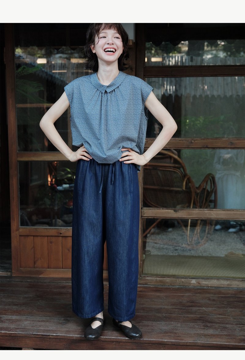 不掉色天丝棉牛仔裤松紧腰气球裤 - 女装长裤 - 棉．麻 多色