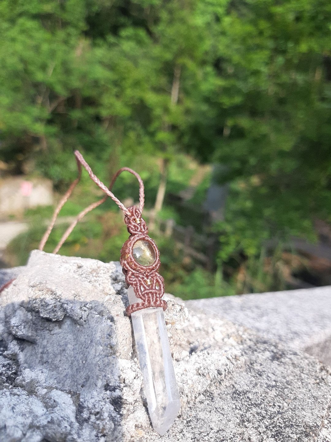 喜马拉雅山白水晶 与 黄水晶 编织项链 - 项链 - 宝石 黄色