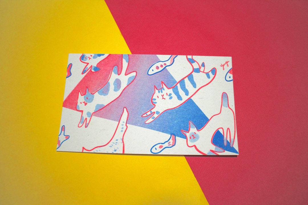 riso 猫猫明信片 - 卡片/明信片 - 纸 红色