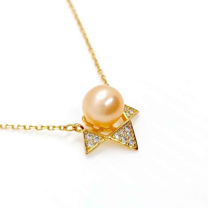 三角钻淡水珍珠纯银项链 - 项链 - 珍珠 