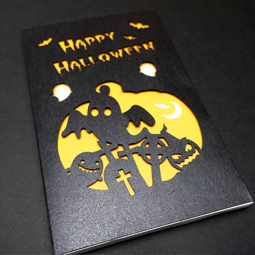 Wow会说话的万圣节卡片Halloween-镂空切割-录音卡片 惊喜礼物 - 卡片/明信片 - 纸 黑色