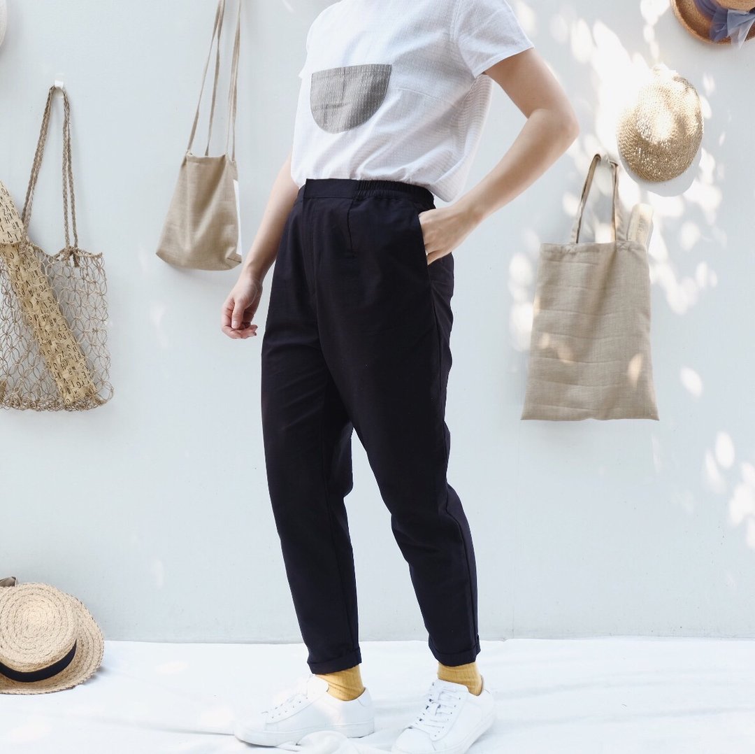 Wavy Trousers : Black - 女装长裤 - 棉 黑色