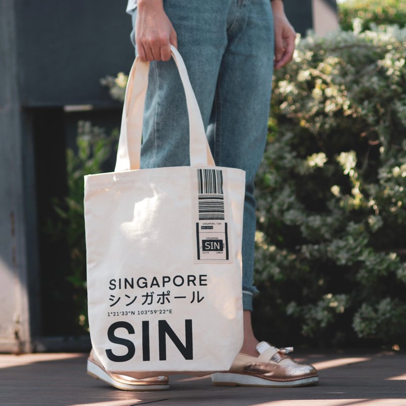 SIN SINGAPORE - Canvas Tote Bag - Airport Edition - 其他 - 其他材质 白色