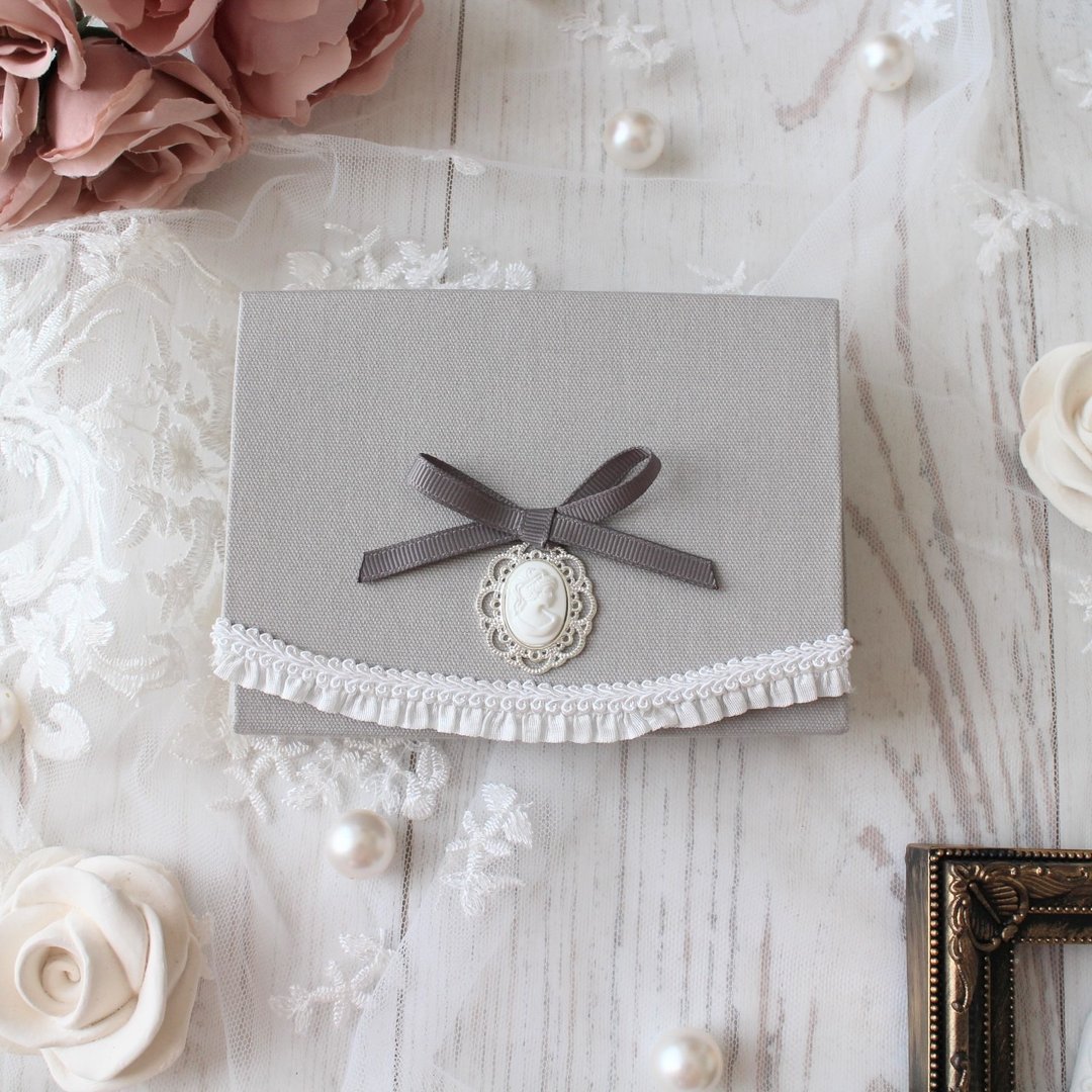 French Chic Cameo Motif Frill Ribbon Pocket Tissue Box Pocket Tissue Cover Made-to-Order - 其他 - 棉 灰色