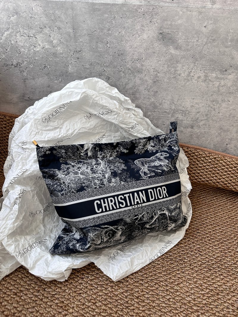 中古包 Dior Oblique Toile de Jouy Pochette 经典多用途手拿包 - 手拿包 - 棉 黑色