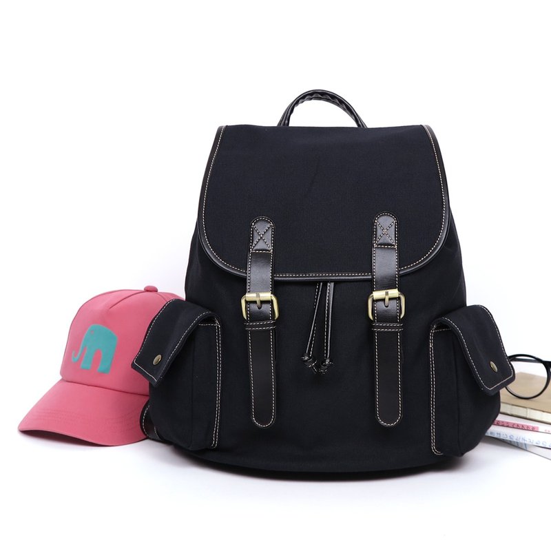 doom doom backpack - black - 后背包/双肩包 - 棉．麻 黑色