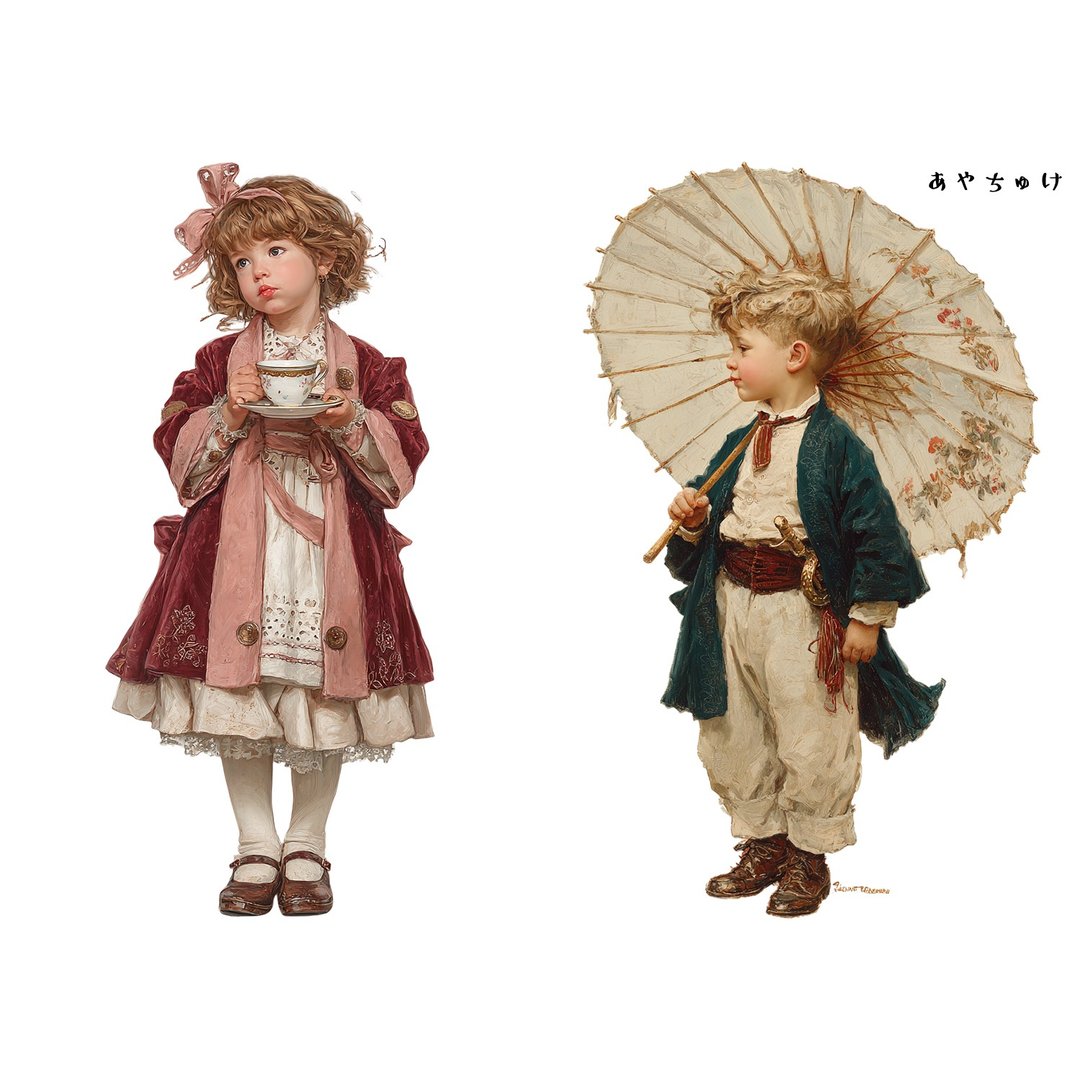 【9 月新品】08-146-0066 人物贴纸 奇幻复古浪漫吃茶 - 贴纸 - 纸 