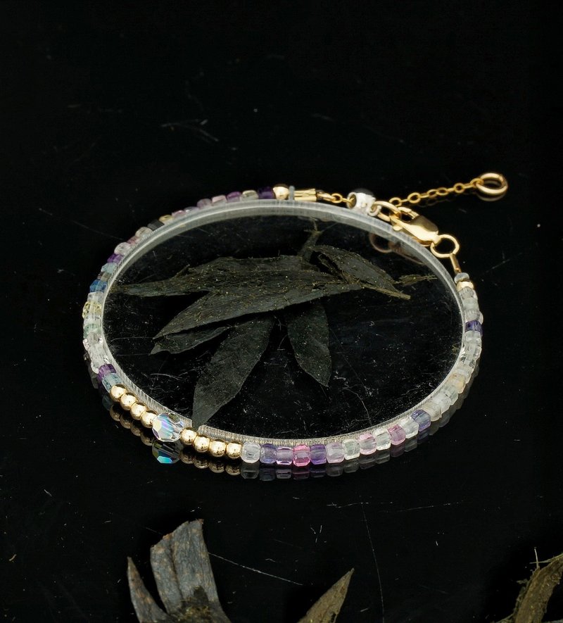 日本 Cenfill 钢丝 2.5mm 莹石 14KGF Swarovski 水晶手链 - 手链/手环 - 宝石 