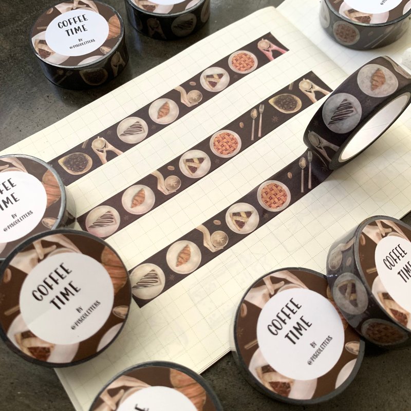 Coffee Time Washi Tape - 纸胶带 - 纸 多色