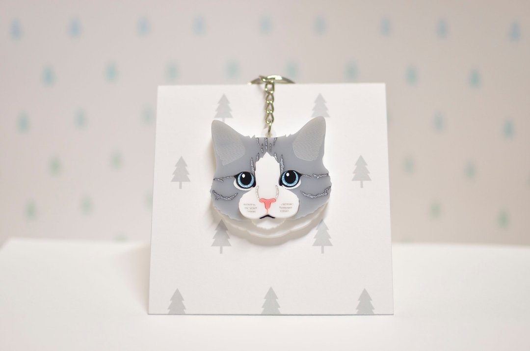 玩偶猫-虎斑猫-钥匙圈压克力 - 钥匙链/钥匙包 - 压克力 
