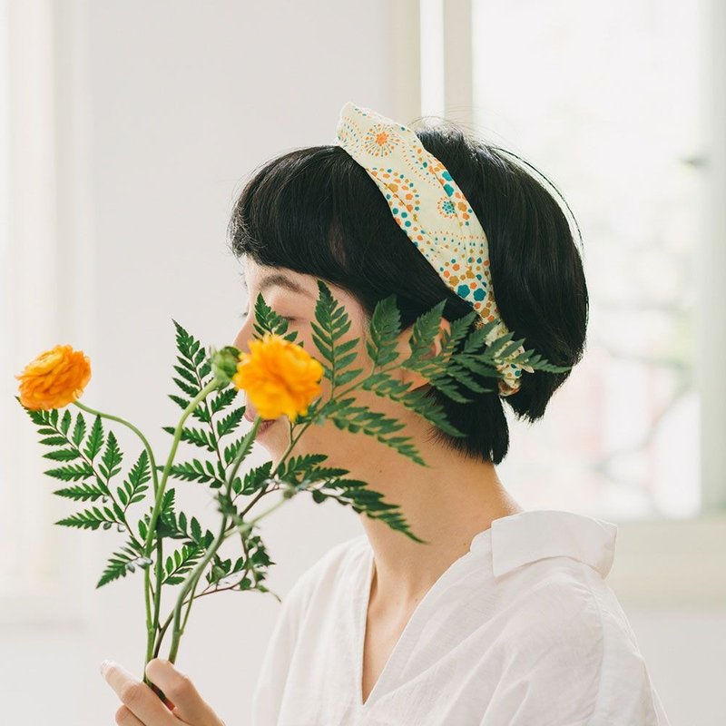 造型发带/烟火/柠黄橘蓝 - 发带/发箍 - 棉．麻 橘色