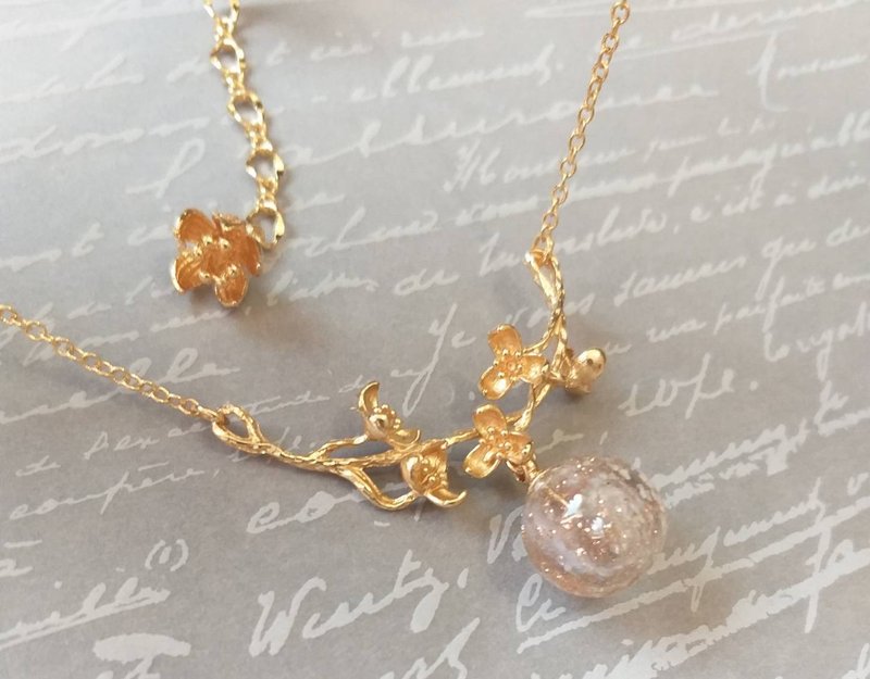 绽 *  手工金沙 粉色 夜光 琉璃 精油项链 香氛 轻珠宝 - 香薰/精油/线香 - 琉璃 粉红色