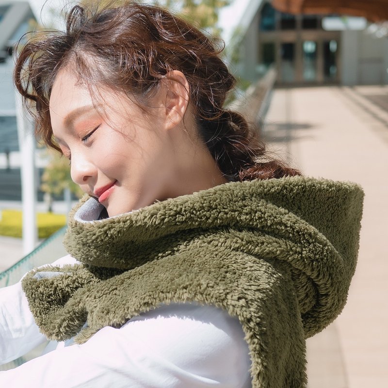 日暮里_系列 - 春分 * 连帽围巾 毛 围巾 - 围巾/披肩 - 其他人造纤维 绿色