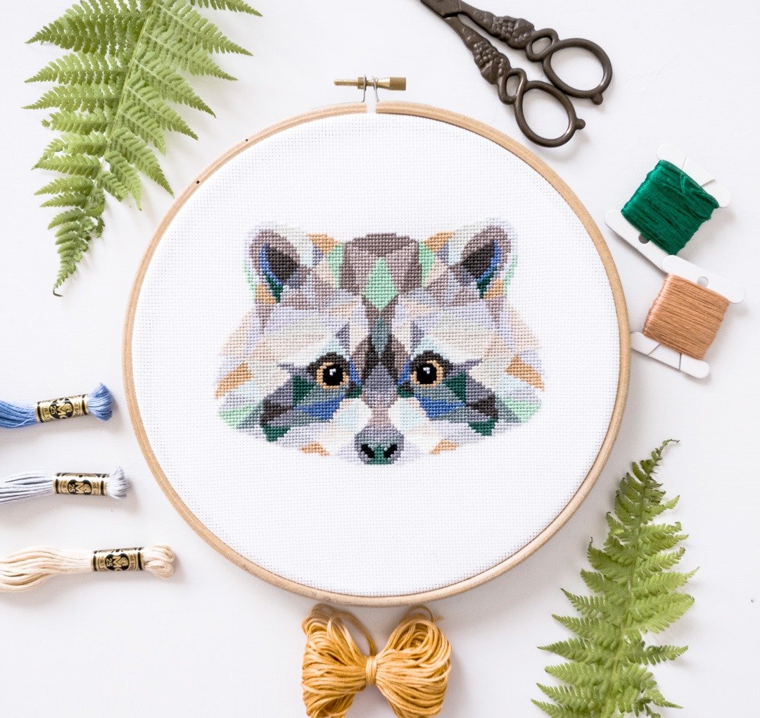 Raccoon Cross Stitch PDF Pattern 十字繡 - 编织/刺绣/羊毛毡/裁缝 - 其他材质 