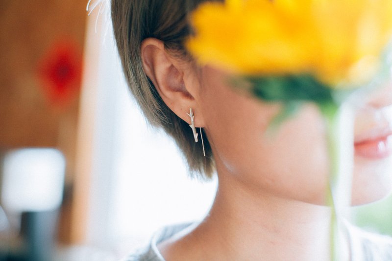 树枝系列 | 925纯银耳环 - 耳环/耳夹 - 其他金属 