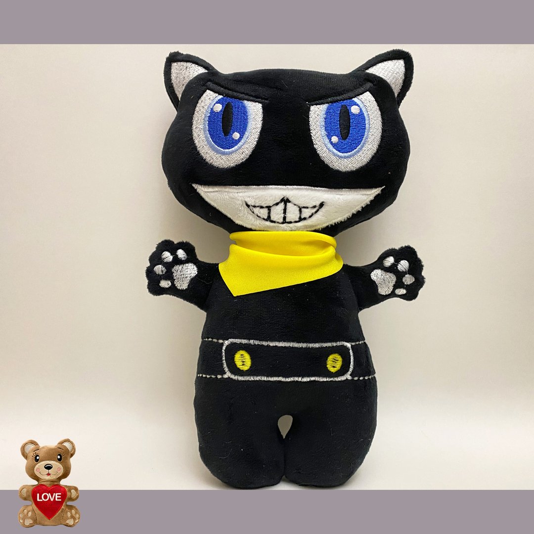 Angry Cat Persona 5 Stuffed toy ,Super cute personalised soft plush toy - 玩偶/公仔 - 其他金属 黑色