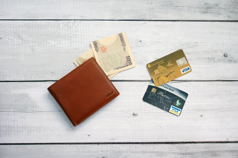 职人上掀式短夹 - 皮夹/钱包 - 真皮 咖啡色