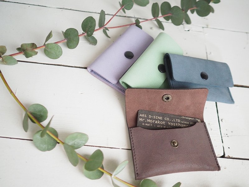 Simple Candy Colored Leather Card Case - 名片夹/名片盒 - 真皮 多色