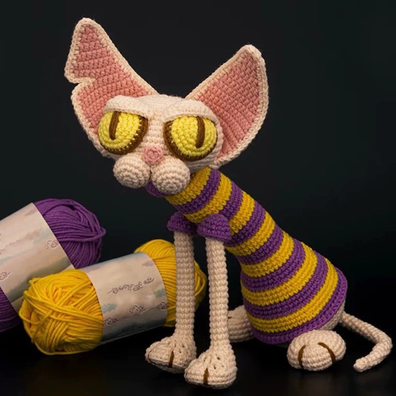 毛线钩针仿真猫咪玩偶手工编织迪普瑞斯猫DIY材料包送闺蜜礼物 - 编织/刺绣/羊毛毡/裁缝 - 聚酯纤维 多色