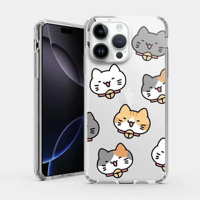 满版猫头 IPHONE i16 i15 i14 i13 i12 保护壳 透明手机壳 PS160 - 手机壳/手机套 - 塑料 卡其色