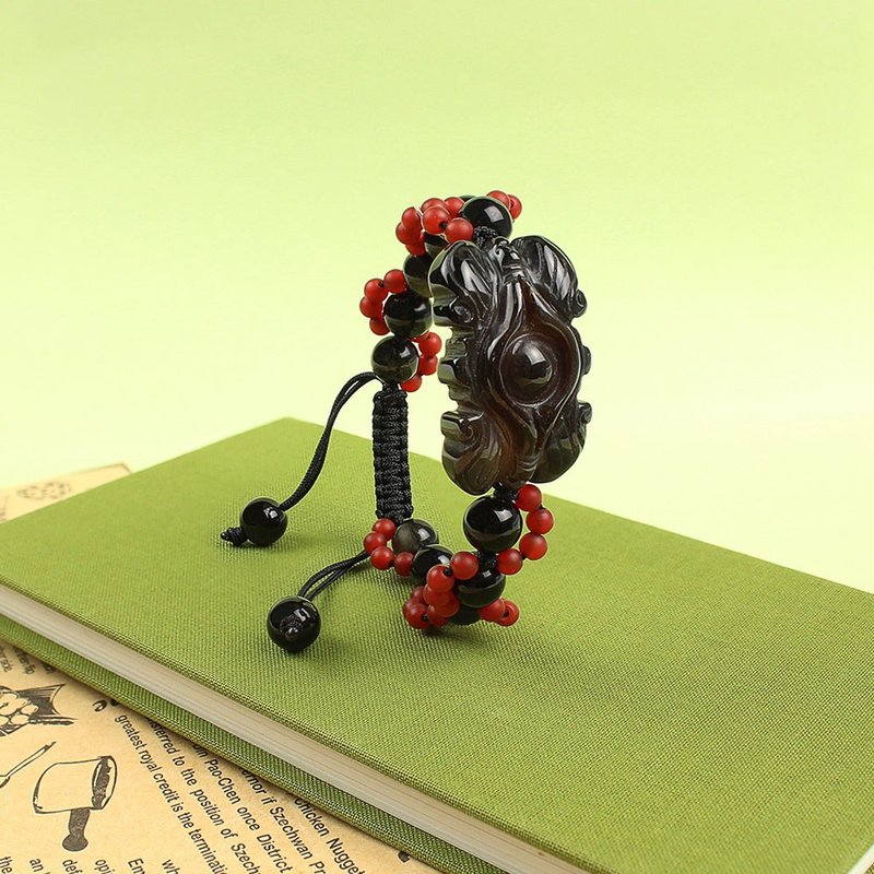 设计师经典系列 | 天珠玛瑙手链 | 福气曜石 - 手链/手环 - 玉石 黑色