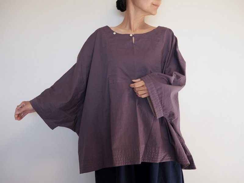 宽松感．双面穿设计上衣 / 紫色 - 女装上衣 - 棉．麻 紫色