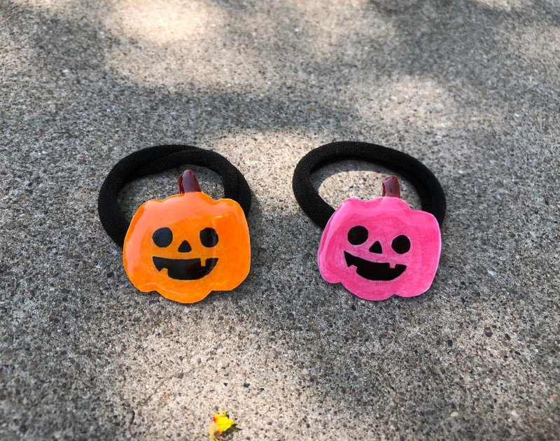 万圣节.南瓜./手绘.发束.发圈.日本树脂x毛巾发圈.不伤细发 - 发饰 - 树脂 橘色