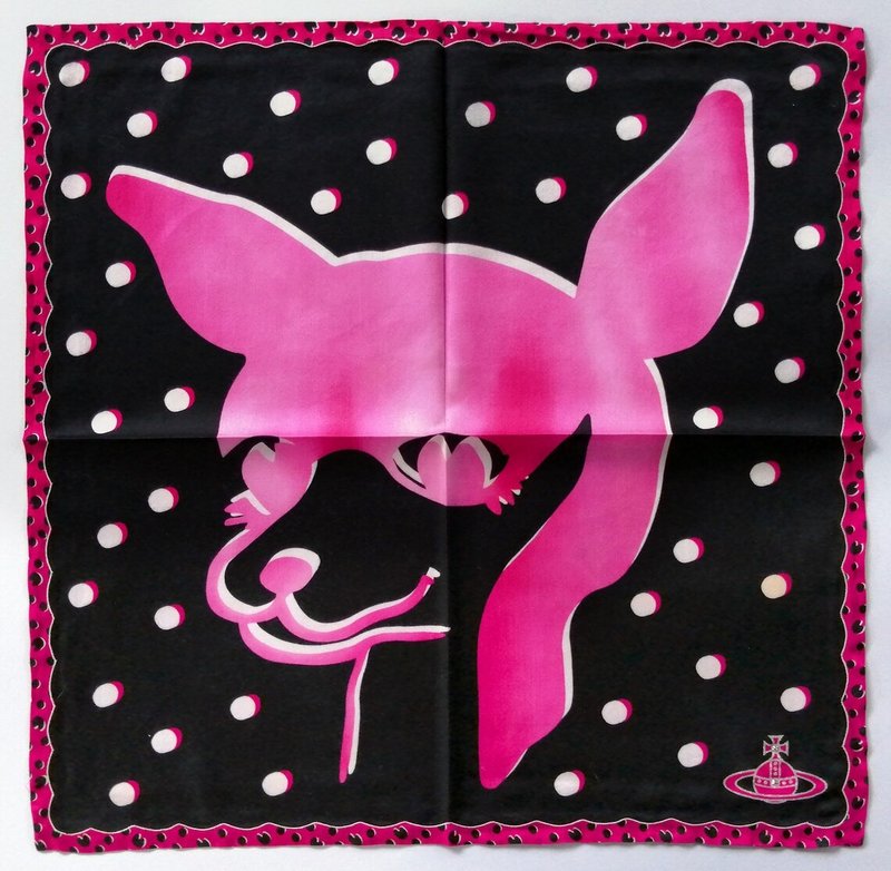 Vivienne Westwood 古董手帕 粉色斑比 圆点 21 x 21 英寸 - 丝巾 - 棉．麻 粉红色