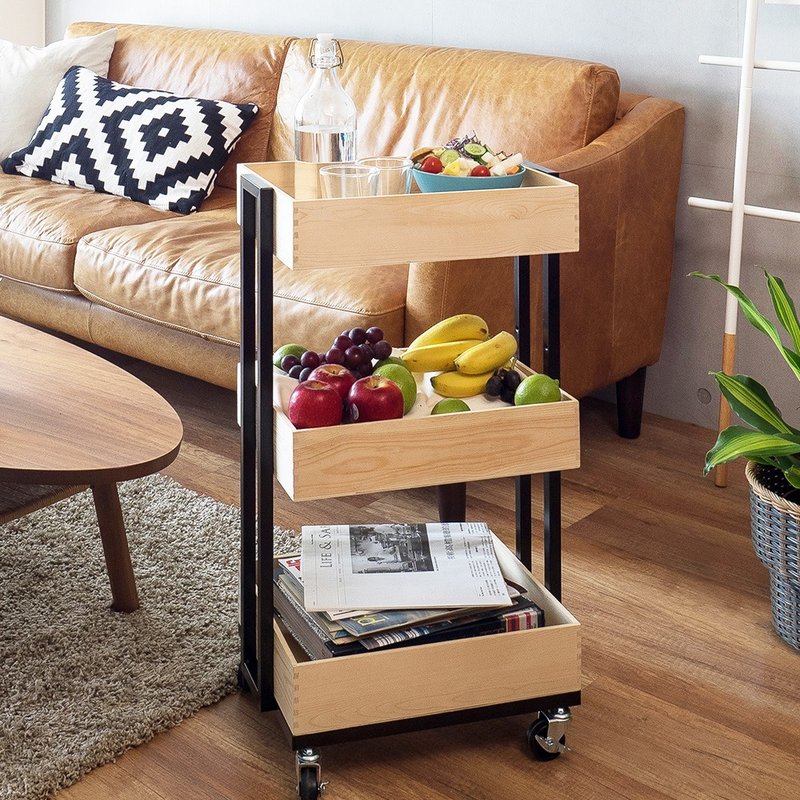 松木餐推车 (黑/白)/家居收纳 - 收纳用品 - 木头 卡其色