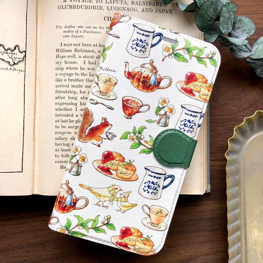 Milktea Notebook Type Smartphone Case Black Tea iPhone Android - 手机壳/手机套 - 人造皮革 咖啡色