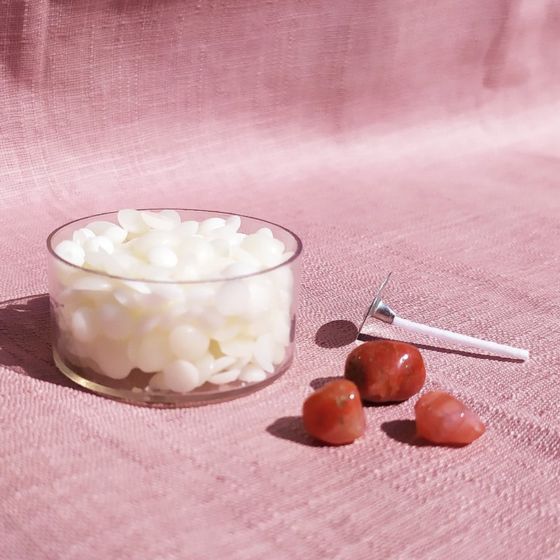 【手作材料包】红玛瑙 - 天然大豆香氛圆形蜡烛 - 蜡烛/香氛/手工皂 - 蜡 红色