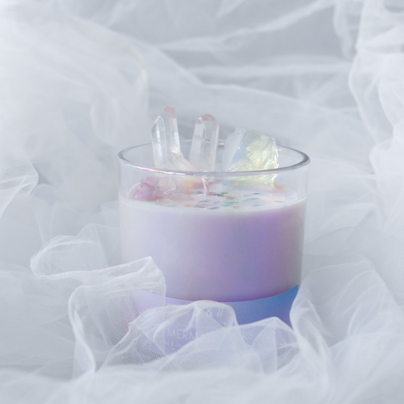 mermaid tears 人鱼泪 | 带有水晶贝壳和云母 色彩香薰蜡烛 - 蜡烛/烛台 - 蜡 紫色