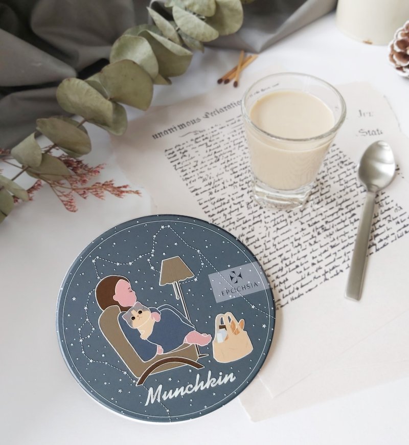 【EPOCHSIA 夏潮】陶瓷宠物吸水杯垫- 曼赤肯 - 杯垫 - 陶 多色