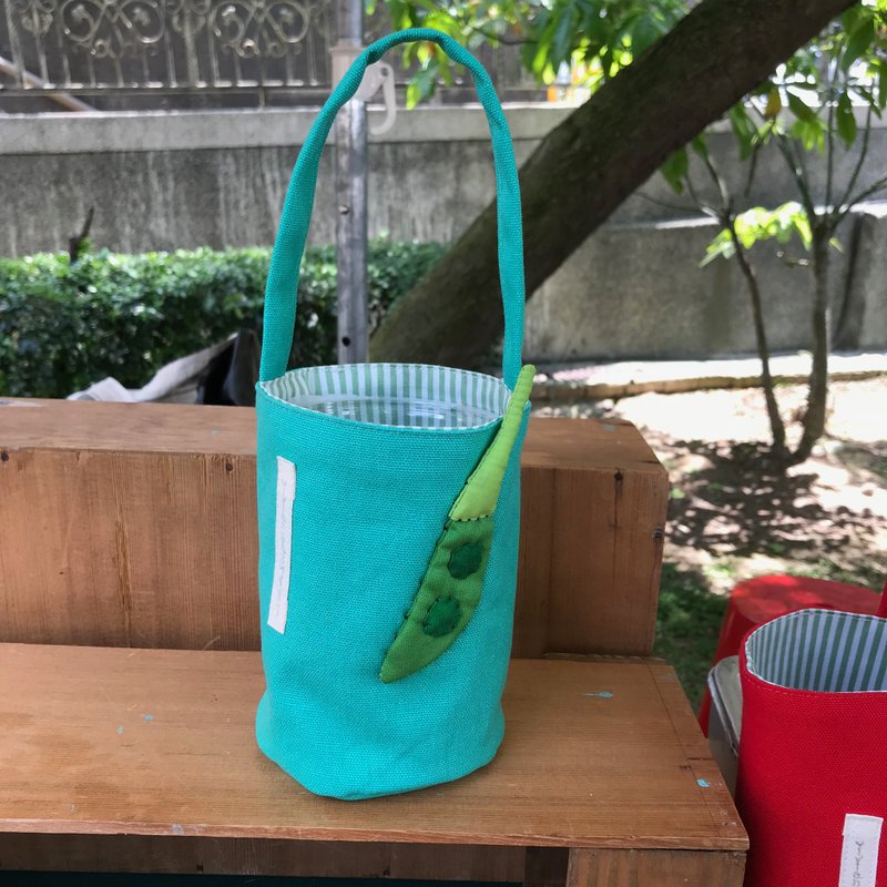 豌豆饮料袋/水壶袋/青绿底 - 手提包/手提袋 - 棉．麻 绿色