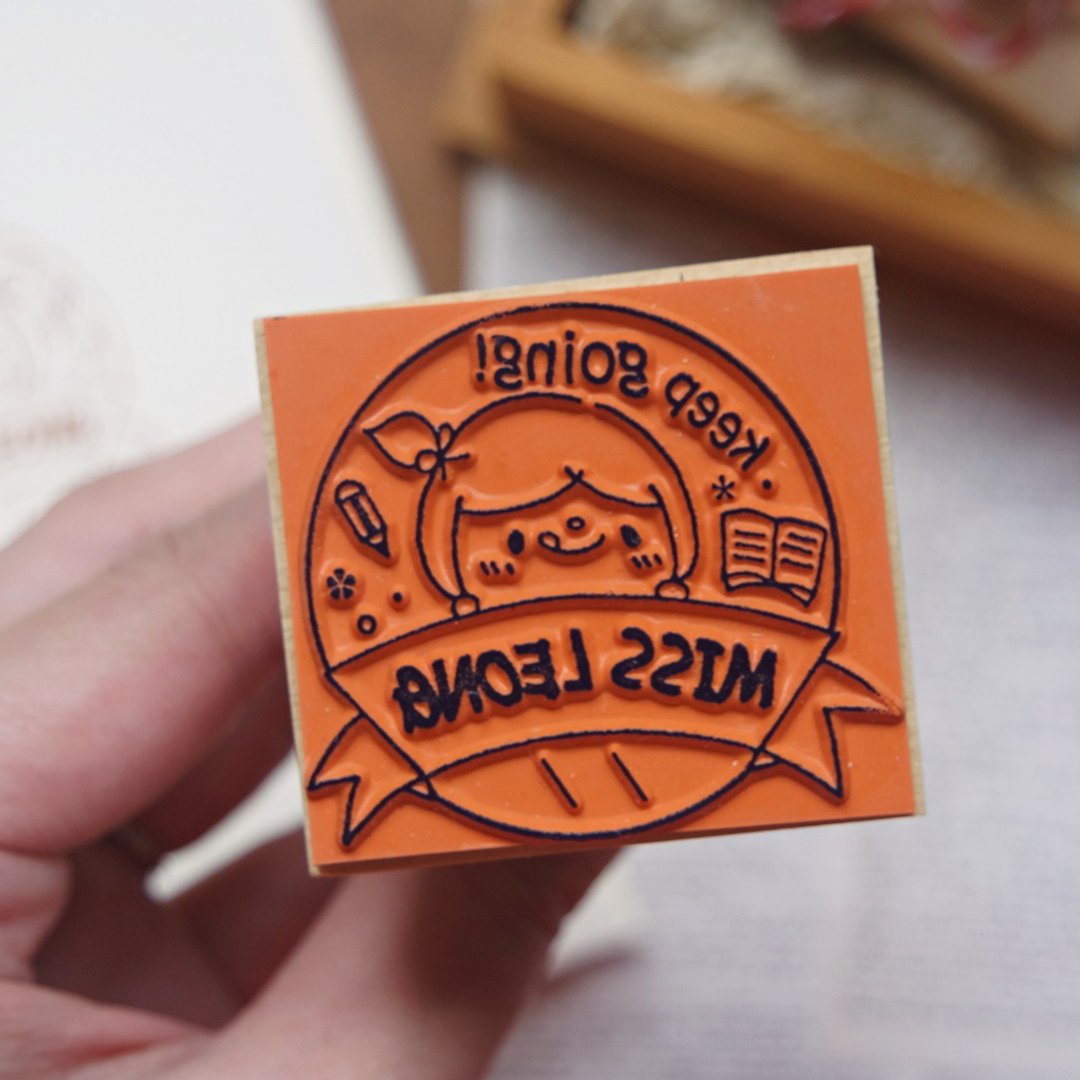 半定制手柄教师印章 / 个人签章 / 马尾小女孩 - 印章/印台 - 塑料 红色