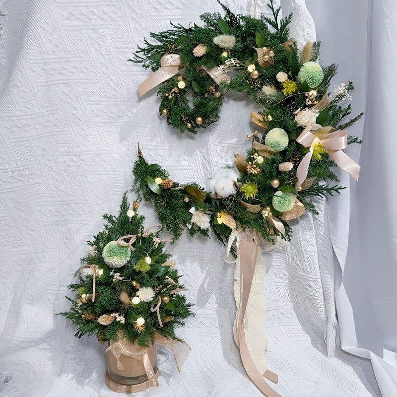 FengFlower 【不凋雪松月亮款圣诞节花圈】干燥花/不凋花/永生花 - 干燥花/捧花 - 植物．花 