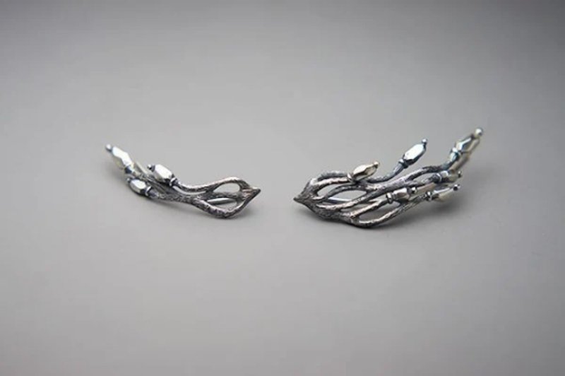 Haircap Moss Earrings - 耳环/耳夹 - 纯银 