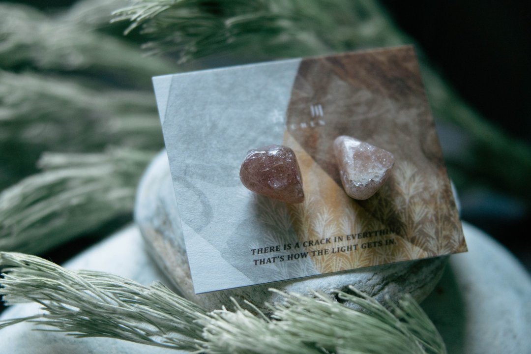 CRACK | 矿物系耳环 |  EARRINGS - 耳环/耳夹 - 玉石 粉红色