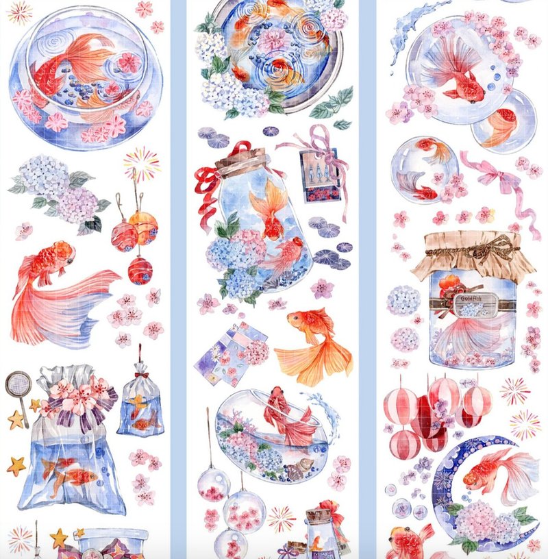 金鱼花火 PET 纸胶带 水晶 立体镭射 特殊工艺 - 纸胶带 - 其他材质 蓝色