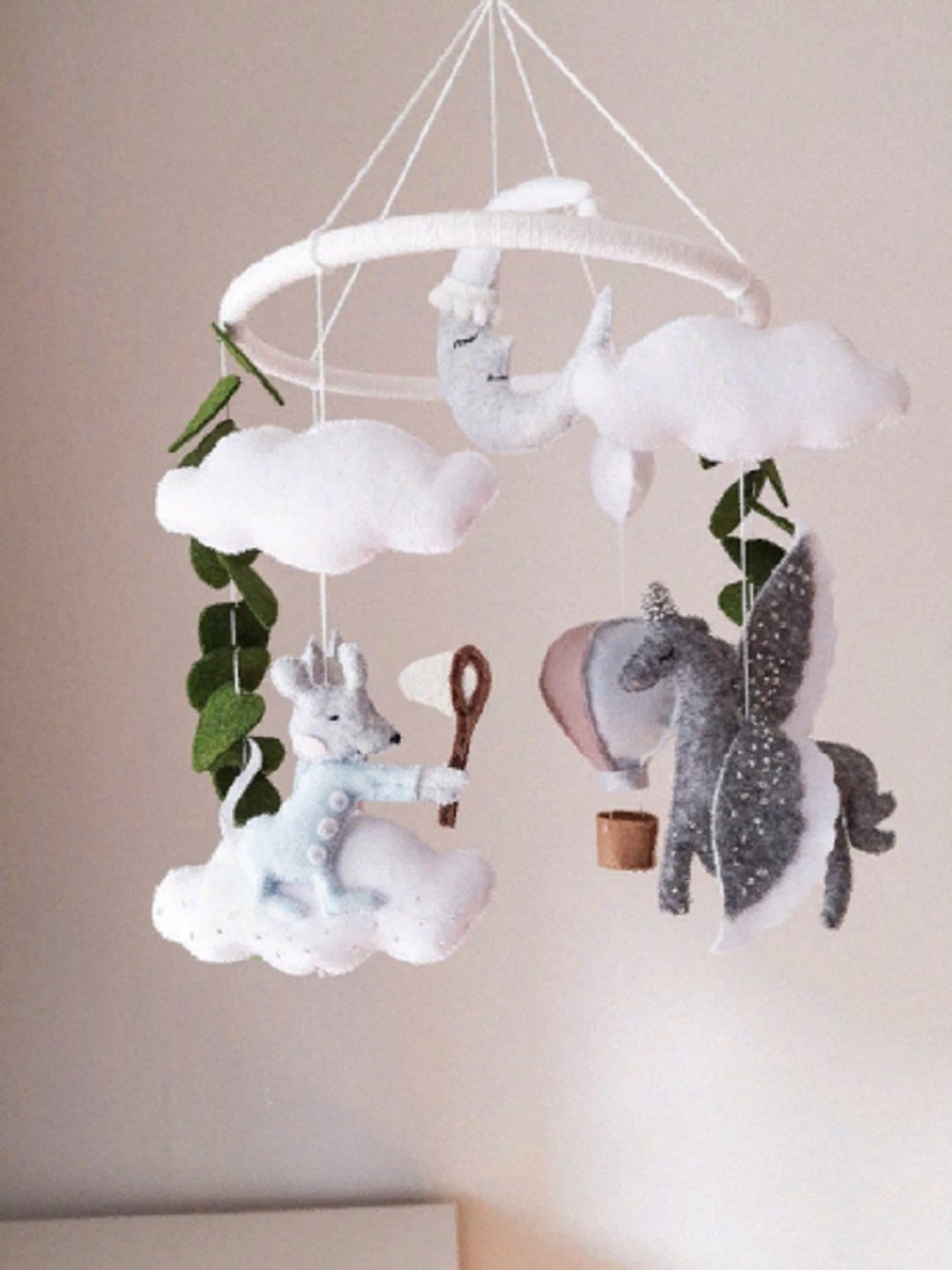 Unicorn baby mobile, crib mobile - 玩具/玩偶 - 环保材料 银色
