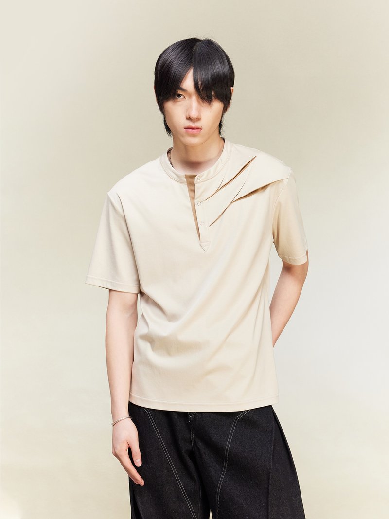 【四刀流】液氨科技匹马棉/亨利领短袖 - 男装衬衫 - 聚酯纤维 多色