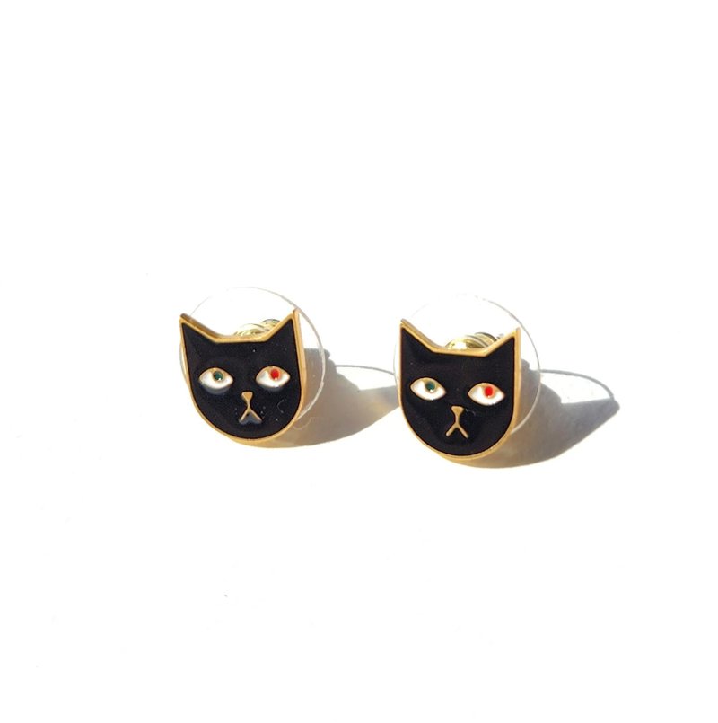 小Tom猫猫耳环 • 黑色 - 耳环/耳夹 - 不锈钢 黑色