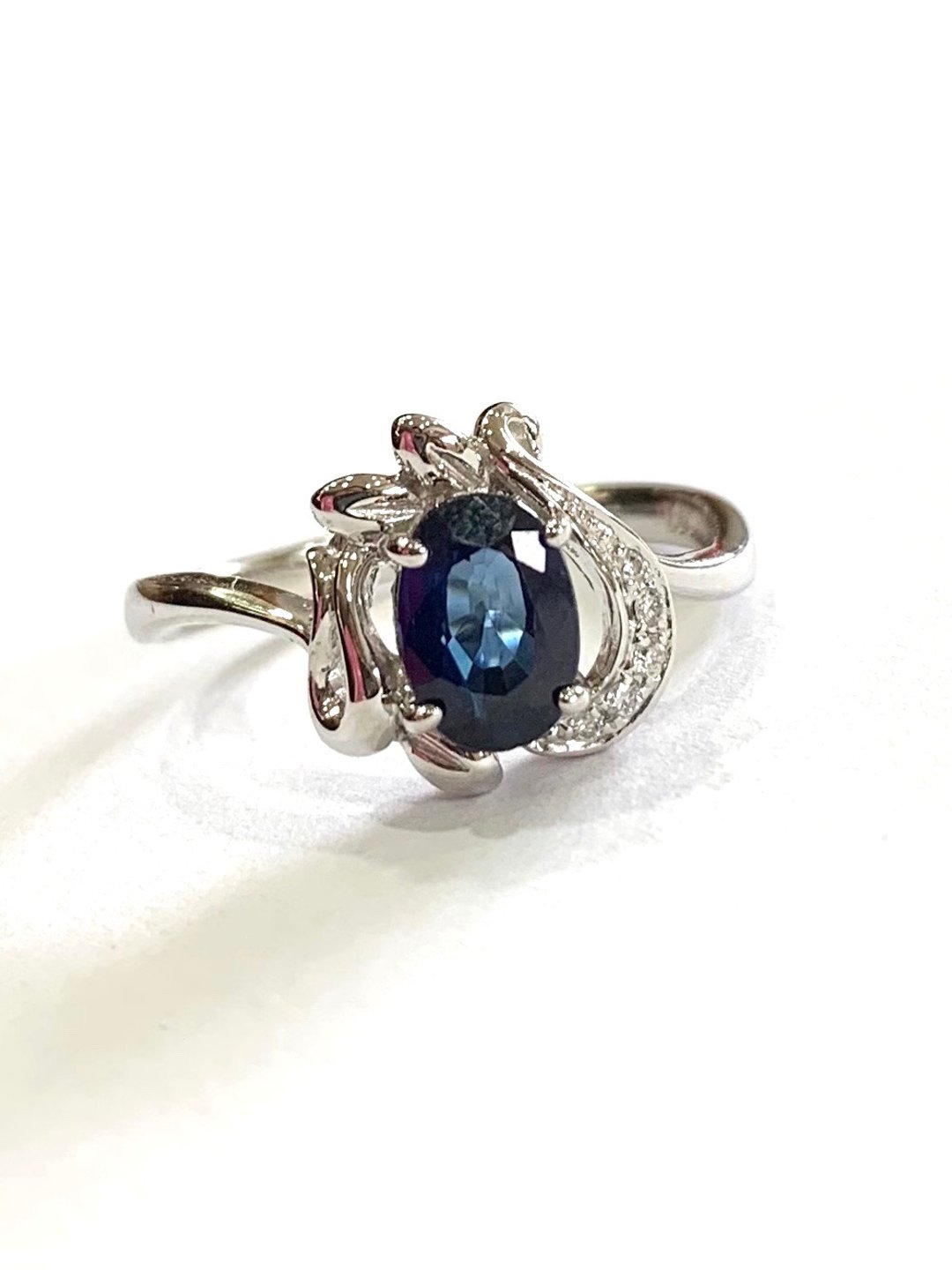 蓝宝石钻石戒指 0.98克拉蓝宝石 天然南非钻石 14K K585 - 戒指 - 宝石 
