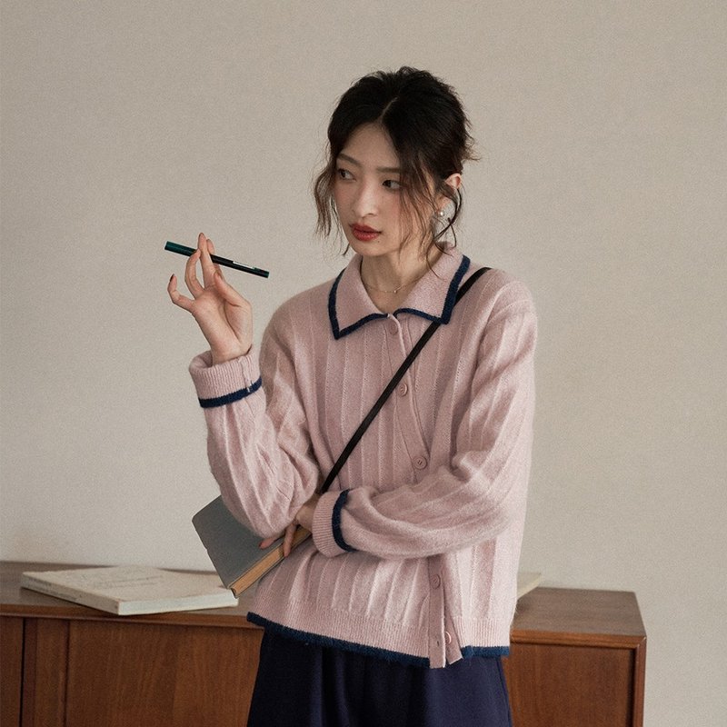 斜门襟针织开衫|针织衫|毛衣|两色|春款|Sora-1439 - 女装针织衫/毛衣 - 羊毛 多色